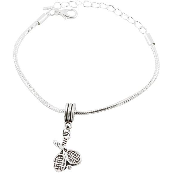 Tennis Rackets and Ball Charm Bracelet Jewelry - Picture 1 of 8